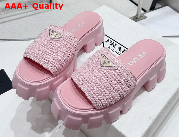 Prada Monolith Crochet Slides in Pink Replica