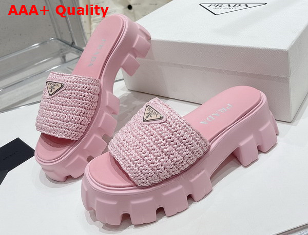 Prada Monolith Crochet Slides in Pink Replica