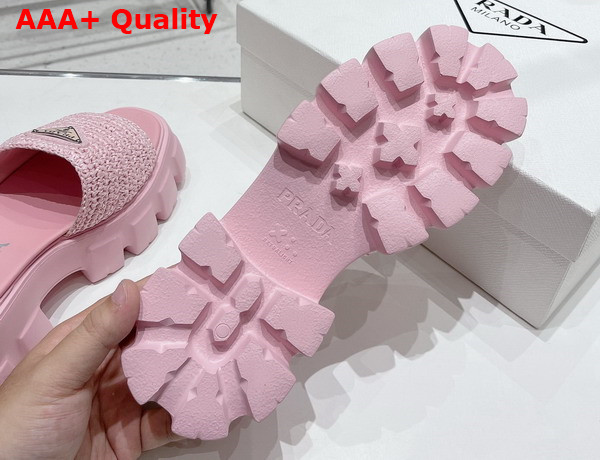 Prada Monolith Crochet Slides in Pink Replica