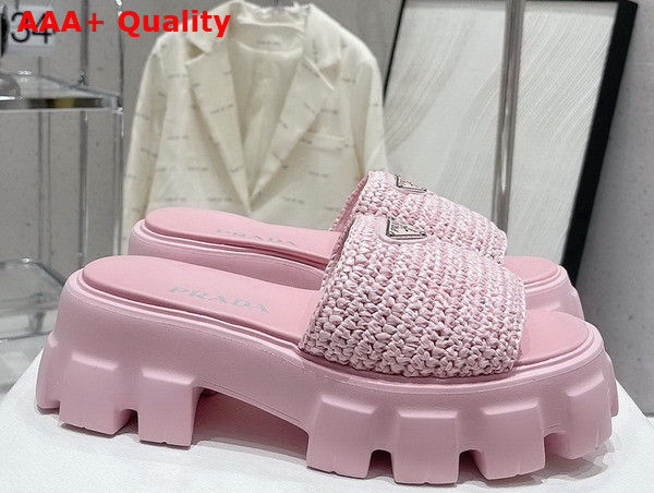 Prada Monolith Crochet Slides in Pink Replica