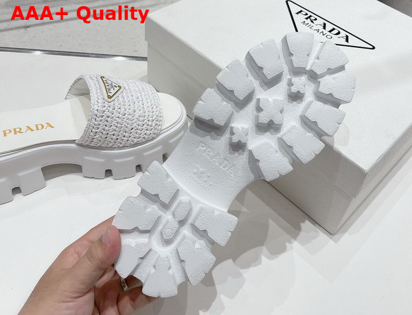 Prada Monolith Crochet Slides in White Replica