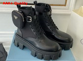 Prada Monolith Leather and Nylon Fabric Boots in Black 1T255M Replica