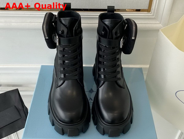 Prada Monolith Leather and Nylon Fabric Boots in Black 1T255M Replica