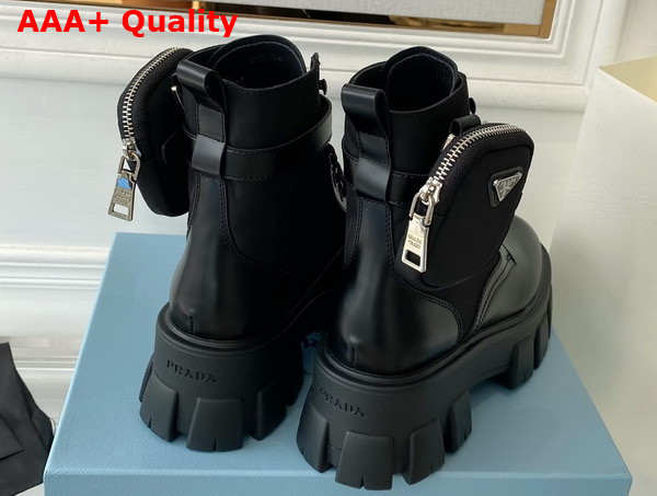 Prada Monolith Leather and Nylon Fabric Boots in Black 1T255M Replica