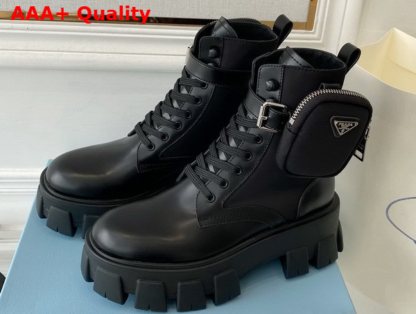 Prada Monolith Leather and Nylon Fabric Boots in Black 1T255M Replica