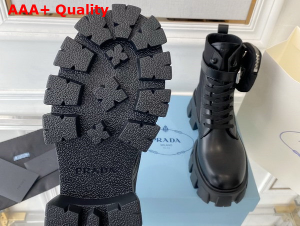 Prada Monolith Leather and Nylon Fabric Boots in Black 1T255M Replica