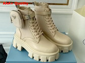 Prada Monolith Leather and Nylon Fabric Boots in Desert Beige 1T255M Replica