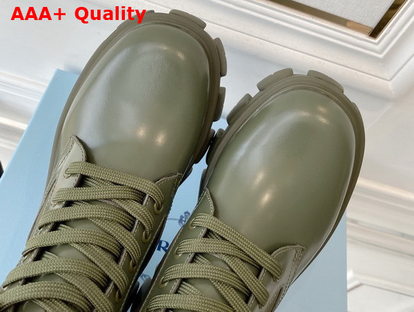 Prada Monolith Leather and Nylon Fabric Boots in Military Green 1T255M Replica