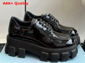 Prada Monolith Patent Leather Lace Up Shoes in Black 1E255N Replica