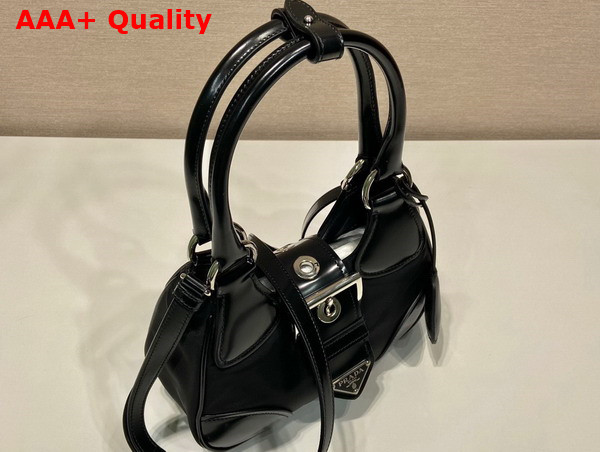 Prada Moon Re Nylon and Leather Bag in Black 1BA381 Replica