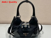 Prada Moon Re Nylon and Leather Bag in Black 1BA381 Replica