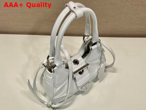 Prada Moon Re Nylon and Leather Bag in White 1BA381 Replica