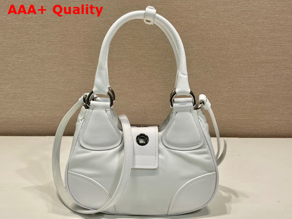 Prada Moon Re Nylon and Leather Bag in White 1BA381 Replica