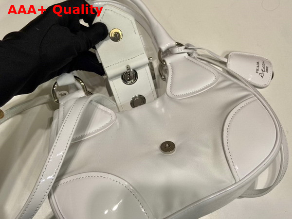 Prada Moon Re Nylon and Leather Bag in White 1BA381 Replica