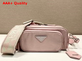 Prada Nappa Antique Leather Multi Pocket Shoulder Bag in Alabaster Pink 1BH198 Replica