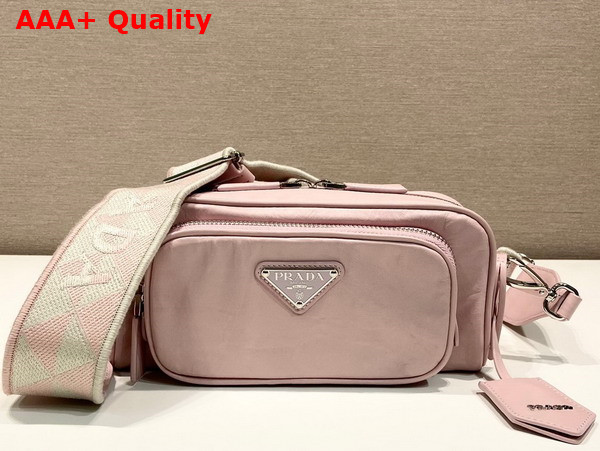 Prada Nappa Antique Leather Multi Pocket Shoulder Bag in Alabaster Pink 1BH198 Replica