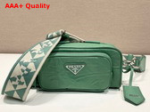 Prada Nappa Antique Leather Multi Pocket Shoulder Bag in Sage Green 1BH198 Replica