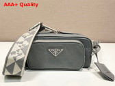 Prada Nappa Antique Leather Multi Pocket Shoulder Bag in Slate Gray 1BH198 Replica