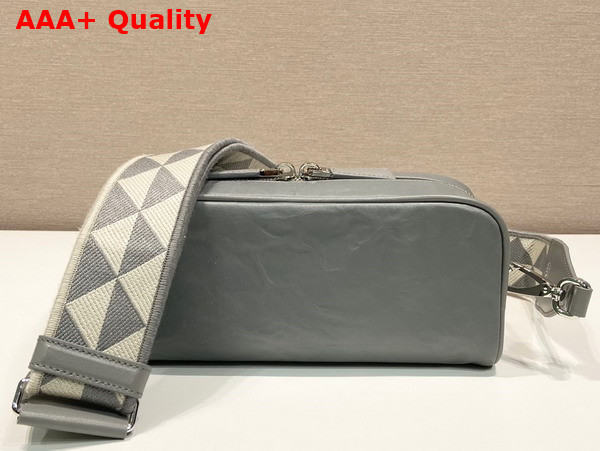 Prada Nappa Antique Leather Multi Pocket Shoulder Bag in Slate Gray 1BH198 Replica