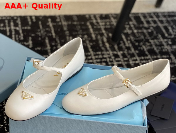 Prada Nappa Leather Ballerinas in White 1F567N Replica