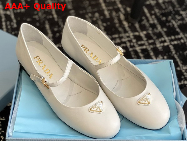 Prada Nappa Leather Ballerinas in White 1F567N Replica