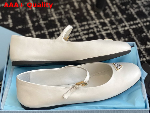 Prada Nappa Leather Ballerinas in White 1F567N Replica