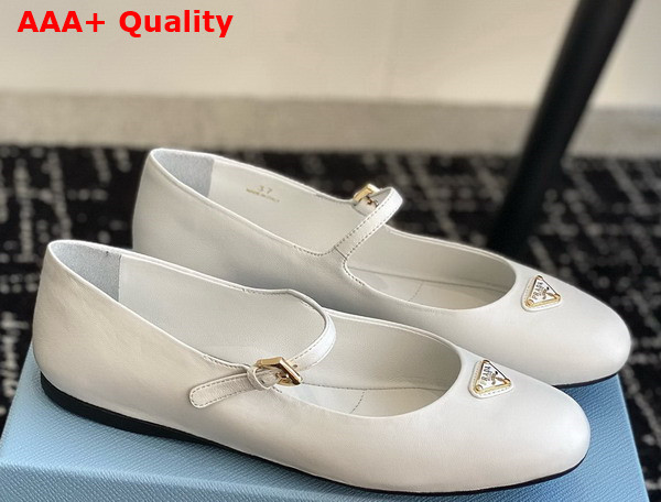 Prada Nappa Leather Ballerinas in White 1F567N Replica