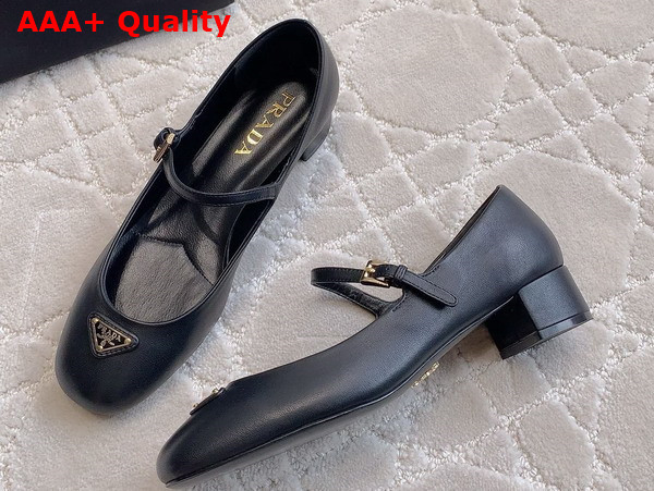 Prada Nappa Leather Mary Jane Pumps in Black 1I568N Replica