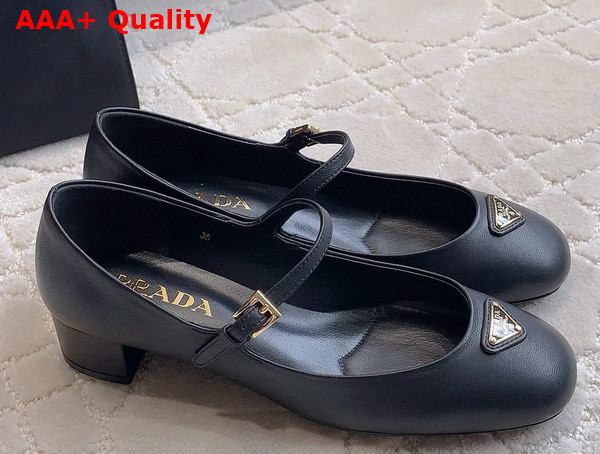 Prada Nappa Leather Mary Jane Pumps in Black 1I568N Replica