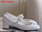 Prada Nappa Leather Mary Jane Pumps in White 1I568N Replica