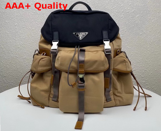 Prada Nylon Backpack Sesame and Black Replica