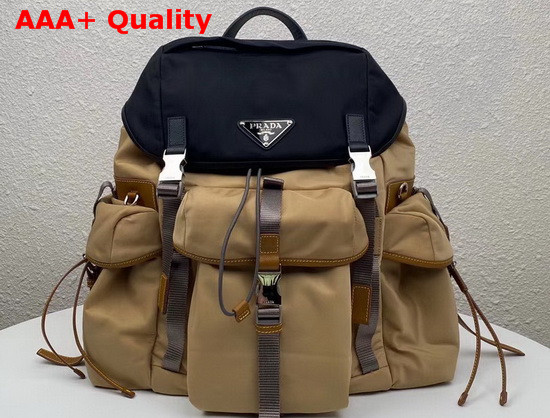 Prada Nylon Backpack Sesame and Black Replica