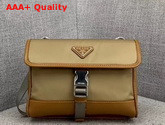 Prada Nylon Cross Body Bag in Beige with Brown Leather Replica