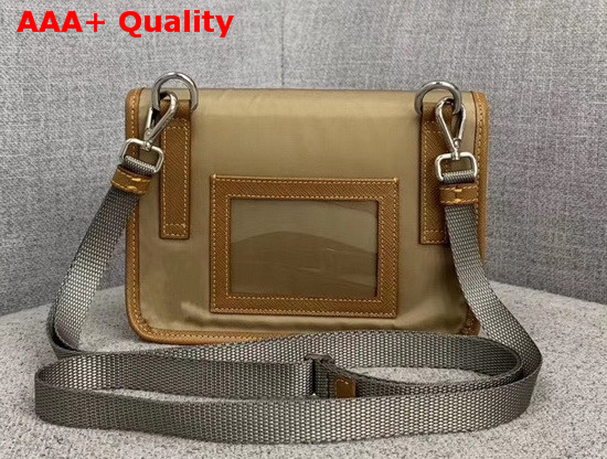 Prada Nylon Cross Body Bag in Beige with Brown Leather Replica