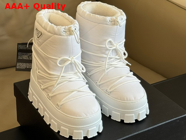 Prada Nylon Gabardine Apres Ski Boots in White 1U007N Replica