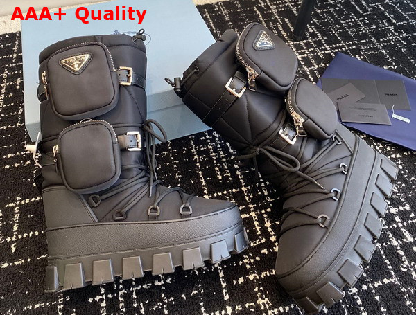 Prada Nylon Gabardine Apres Ski Boots with Pocket in Black 2W008N Replica