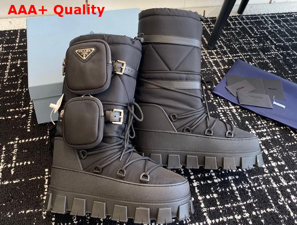 Prada Nylon Gabardine Apres Ski Boots with Pocket in Black 2W008N Replica