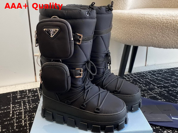 Prada Nylon Gabardine Apres Ski Boots with Pocket in Black 2W008N Replica