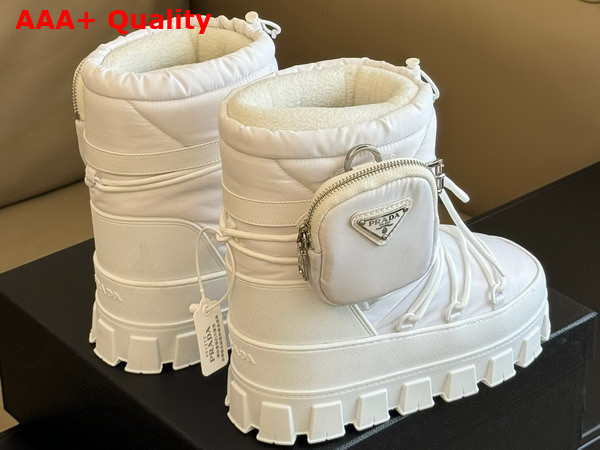 Prada Nylon Gabardine Apres Ski Boots with Pocket in White 1U007N Replica