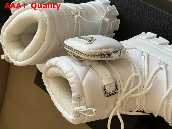 Prada Nylon Gabardine Apres Ski Boots with Pocket in White 1U007N Replica