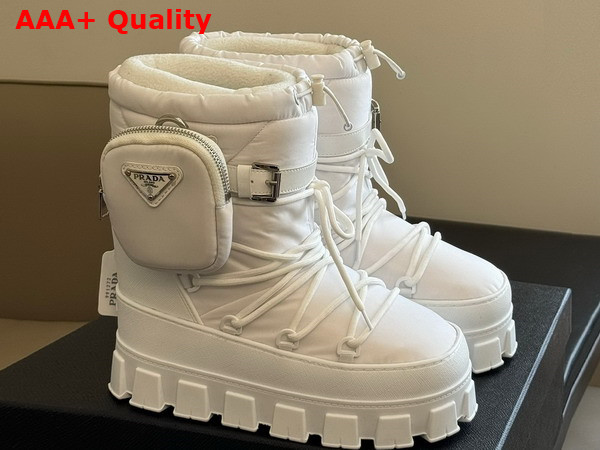 Prada Nylon Gabardine Apres Ski Boots with Pocket in White 1U007N Replica