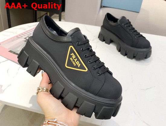 Prada Nylon Gabardine Sneakers Black Yellow Replica