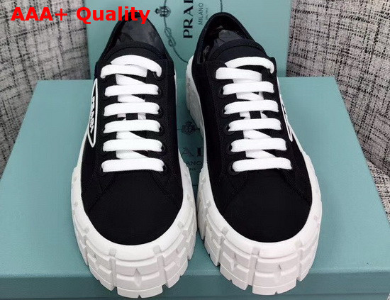 Prada Nylon Gabardine Sneakers Black and White Replica