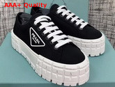 Prada Nylon Gabardine Sneakers Black and White Replica