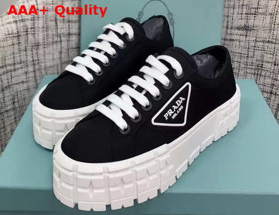 Prada Nylon Gabardine Sneakers Black and White Replica