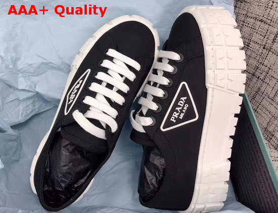 Prada Nylon Gabardine Sneakers Black and White Replica