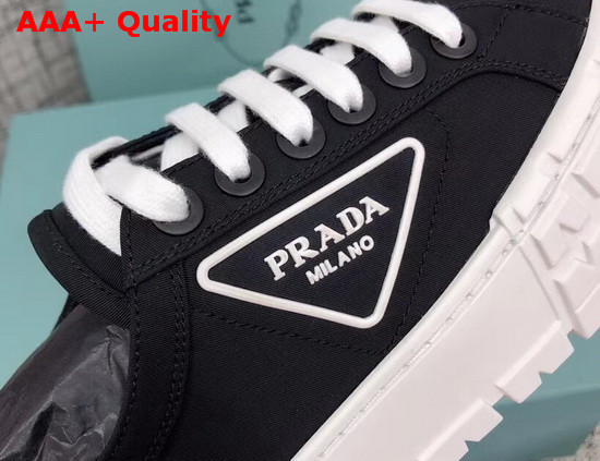 Prada Nylon Gabardine Sneakers Black and White Replica