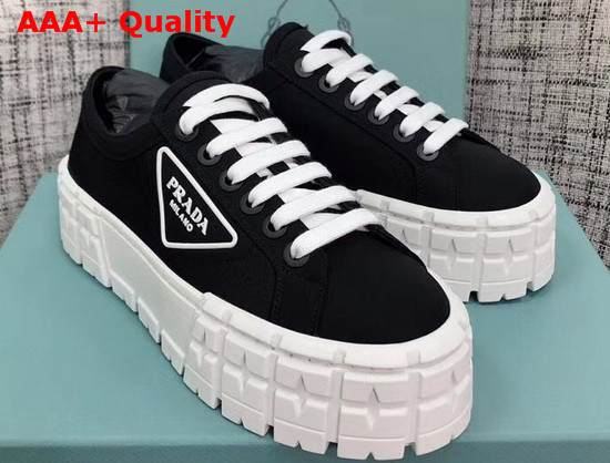 Prada Nylon Gabardine Sneakers Black and White Replica