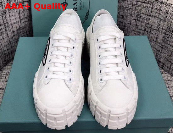 Prada Nylon Gabardine Sneakers White and Black Replica