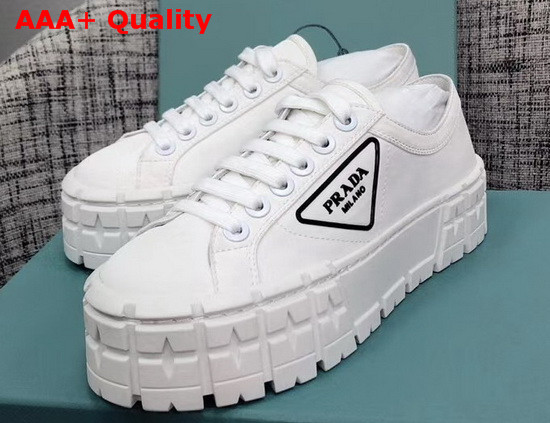 Prada Nylon Gabardine Sneakers White and Black Replica